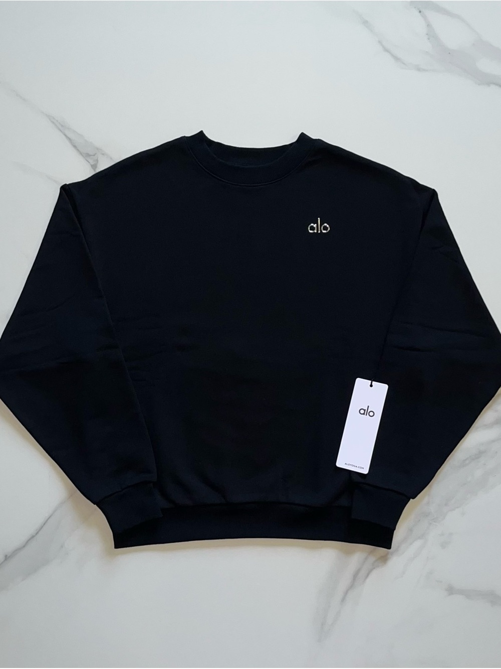 Alo Yoga Pullover Accolade Logo Crewneck Sweatshirt Black S